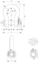 P-5365 Green Pin Locking Clamp ROV Shackles Technical Drawing